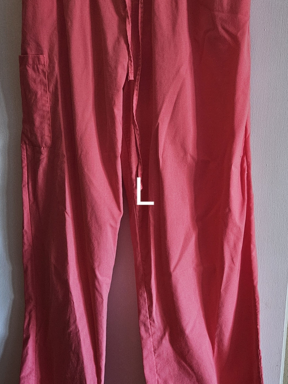 Womens Coral Pink Casual Drawstring Scrub Pants
